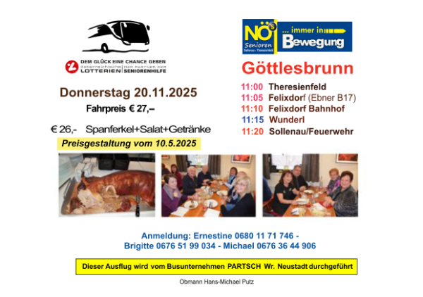 Seniorenausflug "Spanferklessen in Göttlesbrunn"